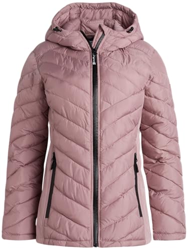 Reebok Womens Jacket - Lightweight Softshell Quilted Jackets for Women Zip Up Hooded Winter Coat Outerwear with Pockets