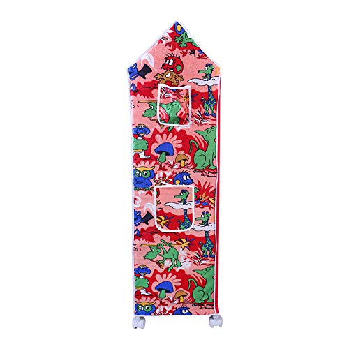 Image of Little One's | 4 Plastic Shelves Baby Foldable Wardrobe (Made in India), Unbreakable Material, (Steel Structure) | Jungle Red | H4 /AR