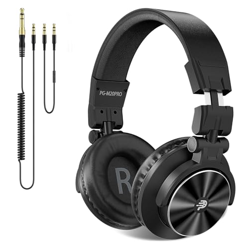 PUPGSIS Over Ear Headphones Wired: Studio Monitor Headphones - Professional 40kHz Hi-Res DJ Stereo Headphones...