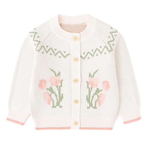 Image of Simplee kids Baby Sweater Toddler Girls Cardigan Sweater Embroidered Strawberry Knit Sweater