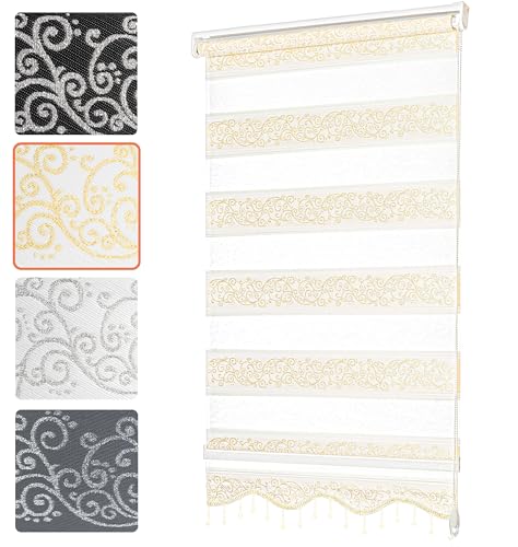 Bailena® Doppelrollo Klemmfix ohne Bohren - 4in1 Duo Rollo mit Muster...