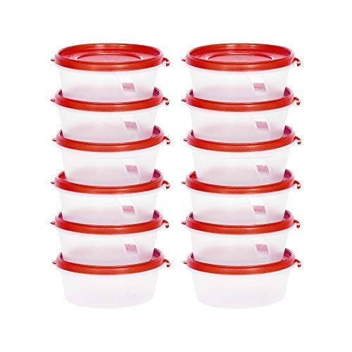 Image of Cutting EDGE 500ml Nesterware Food Storage Container Set of 12 for Pulses, Sugar, Tea, Cereals, Travelling, Spices, Office, Lunch Box (Red) | BPA-free plastic, stackable design, leak-proof, kitchen storage, pantry, fridge, meal prep, reusable, travel use