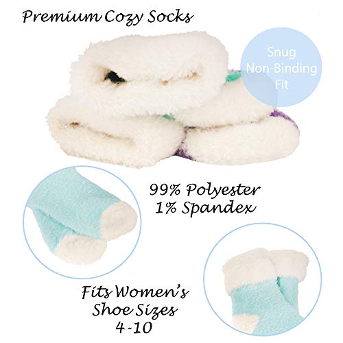 Image of BambooMN Women's Super Soft Fuzzy Socks, Polka Dot, Gradient, Snowflake, Featherlight Cuff - Assorted Colors