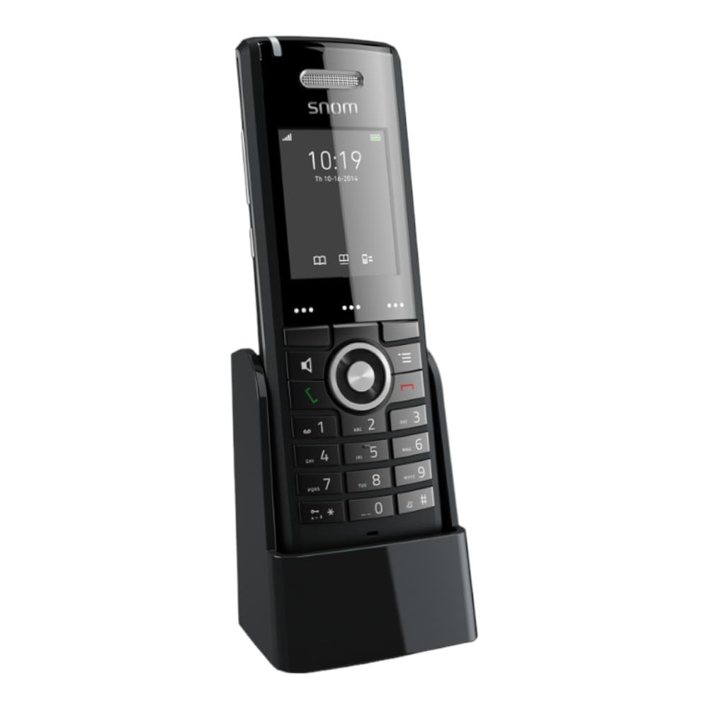 Snom M65 Professional DECT-Mobilteil (250 Stunden Standby, 2 Zoll 176 x 220 Pixel TFT, SW OTA-Upgrade, Vibrationsalarm, Gürtelclip, beleuchtete Tastatur), Schwarz, 00003969