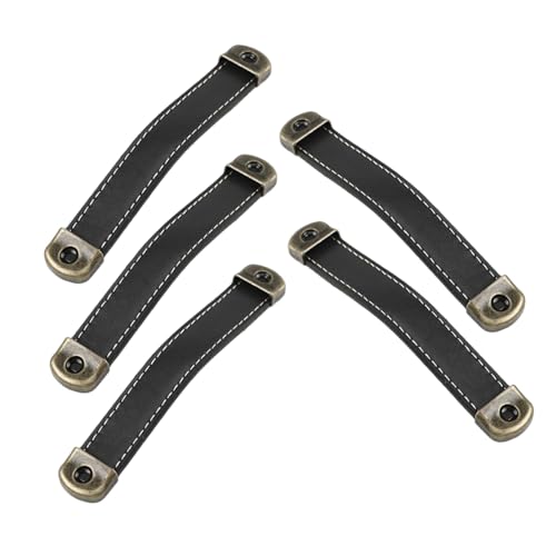 Frcolor 5個木箱皮革提手 キャビネット家具用引き出し取っ手 耐久合成革と製 ヴィンテージワードローブプル ハンドル交換用 引き出しやトラ