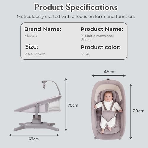 Image of StarAndDaisy X Mastela Baby Electric Cradle /Crib for Infant, Toddler with 7 Swing Modes, Music, Backrest Adjustment, Hanging Toys & Touch Panel - Pink