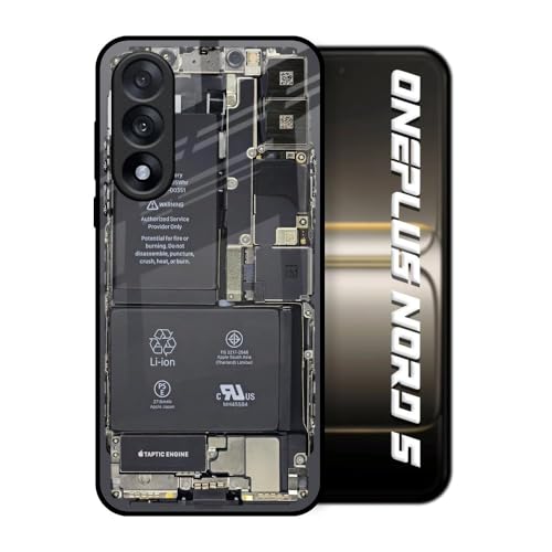 Image of Designer Tempered Glass Back Case Cover Compatible with OnePlus Nord 5 5G | Skeleton Inside