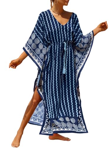 Image of Caftans for Women Beach Kaftan Dresses Swimsuit Cover Up Caftan Dress | Batwing Sleeve; for Seaside, Pool, Vacations, Loungewear