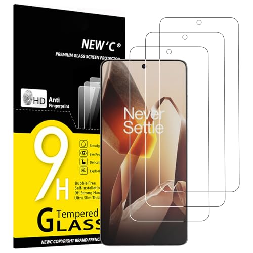 NEW'C 3 Piezas, Protector Pantalla para OnePlus 13R, OnePlus Ace 5, Cristal templado Antiarañazos, Antihuellas,Sin Burbujas, Dureza 9H,0.33 mm Ultra Transparente, Ultra Resistente