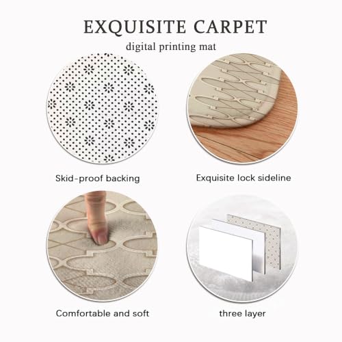 Alfombra de pasillo moderna rectangular beige con líneas curvas y borde de esponja de 2x8 7