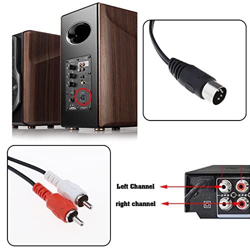 EMSea 2Pcs DIN 5 Pin to 2 RCA Cable Replacement 5-pin Din Male Female Plug to 2 RCA Male Female Connectors Cable Accessories for Speaker Hi-Fi Equipment Stereo System - Image 2