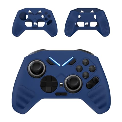 HUKWIMO For FLYDIGI VADER 4 PRO 用 ケース 全面保護カバー シリコンケース 耐衝撃 防水 防塵 装着充電可能 全面保護 キズ防止 取り外し簡単 FLYDIGI VADER 4 PRO 対応 (ブルー)