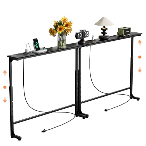 GRLEAF 2 Pack Adjustable Height Narrow Console Table with Power