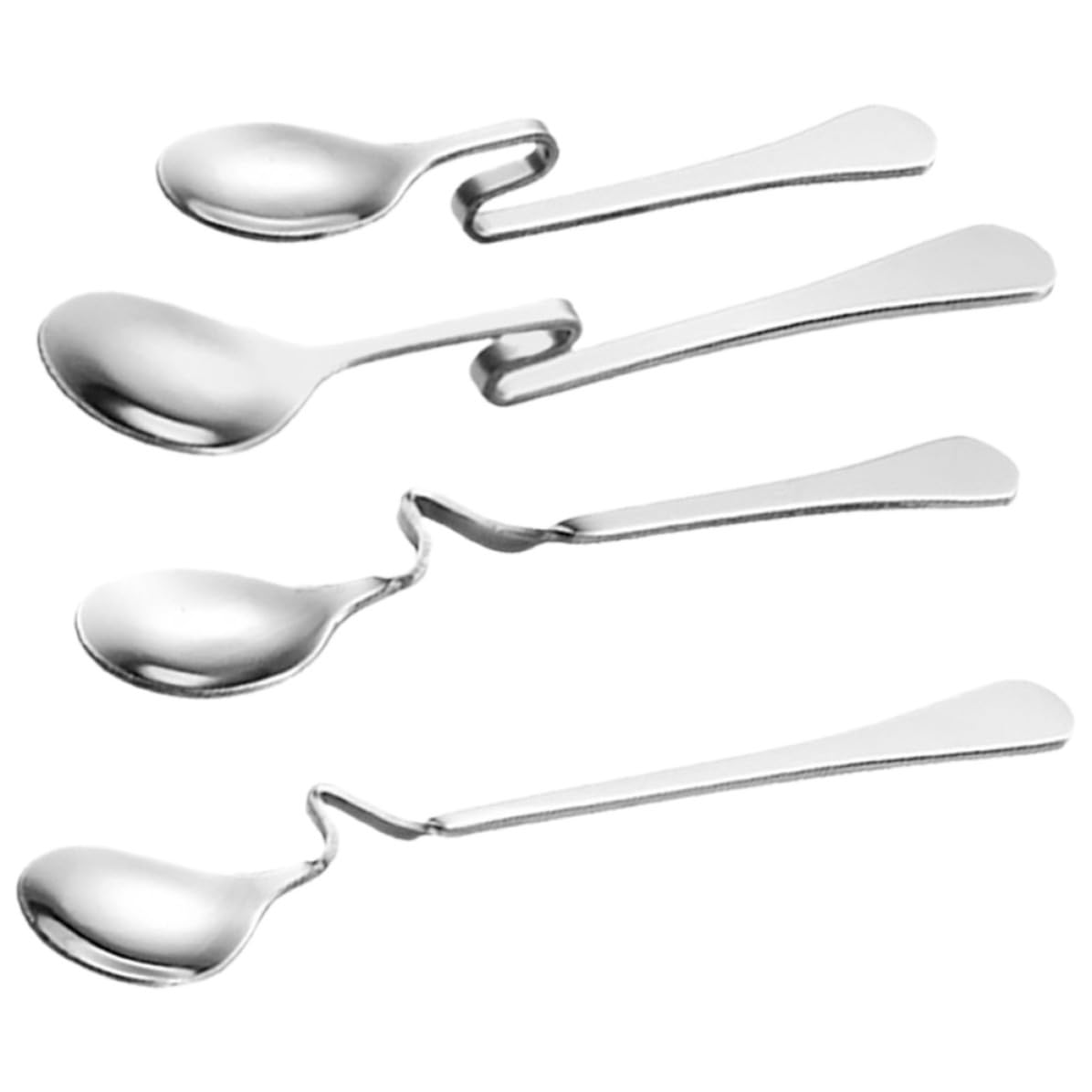 Set 4 Pezzi Cucchiai in Acciaio Inossidabile per Mescolare Caffè e Dessert Design Delicato e Lucidato, Adatti per Uso Domestico e Bar