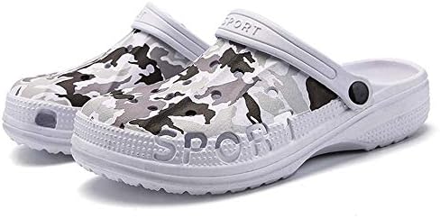 PHILDA Men's Camouflage Garden Clog Water Shoes Lightweight Slippers Anti-Slip Rubber Indoor Outdoor Mules Quick Drying Non Slip White camo 40 | Image 2