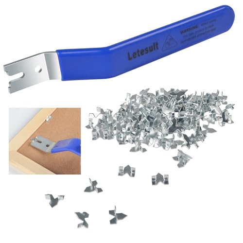 Image of Glazier Point Driver Tool, Glazier Setting Tool with 120 Glazing Push Points, Glazing Push Point Driver Tools with Blue Rubber Grip for Wooden Framing Backing Glass Picture Cross Stitch