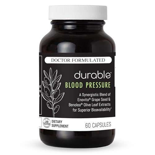 Durable Blood Pressure - Benolea Olive Leaf & Enovita Grape Seed Extract Two-in-One Formula Boosts Nitric Oxide Supports Vascular Health Made in USA Doctor-Formulated (60 Count (Pack of 1))