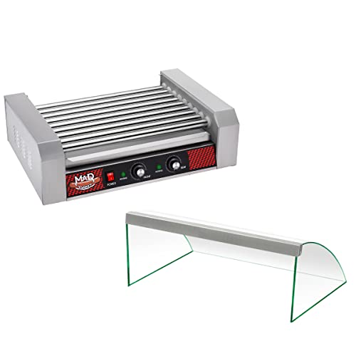 Great Northern Popcorn 9 Roller Hot Dog Machine with Tempered Glass Cover – Countertop Hot Dog Roller Makes Up to 24 Hotdogs, Brats, or Sausages