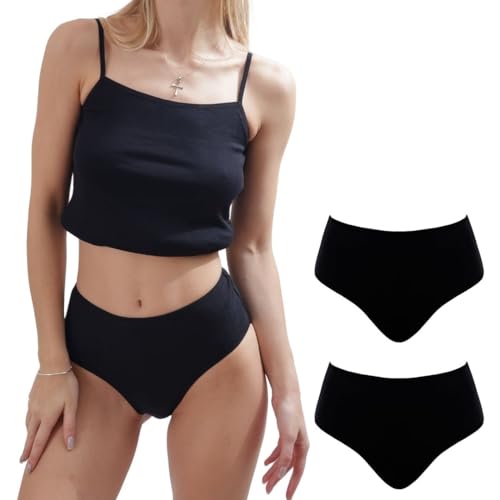 Image of ORGANICKID Women's Organic Cotton High Waisted Underwear Full Briefs Soft Breathable GOTs Certified Ladies Panties pack of 2