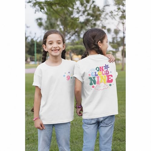 On Cloud Nine Birthday Girl Shirt 9th Birthday T-Shirt Kids 9 Years Old Birthday Party Short Sleeve Summer Tee Tops3