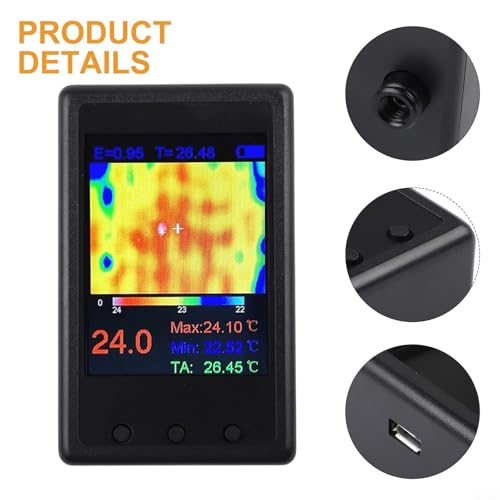 Cámara termográfica manual infrarroja con pantalla LCD de 2.4 pulgadas, resolución del sensor 24x32, emisividad ajustable, transferencia de datos Micro-USB, funciones de captura de pantalla y pausa, medición de -40°C a 300°C miniatura 4