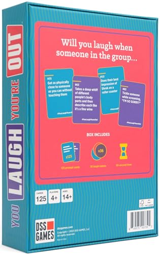 You Laugh You’re Out A Party Game with Hilarious Charades Family Card Games for Adults & Kids, 125 Prompt Cards Fun Card Games for Family Game Nights, Gatherings, & Parties Ages 14+
