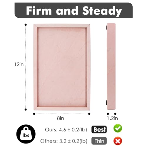 Image of Real Natural Marble Tray for Bathroom, Vanity, Kitchen and Desktop, Rectangle Genuine Marble Stone Tray for Jewelry, Cosmetics, Candles, Lotion, Perfume (Pink, 12 inch x 8 inch x 1.2 inch)