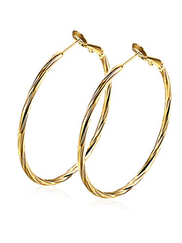 Boucles d'oreilles femme créoles avec or jaune plaqué Cadeau de bijoux pour les filles par Borong