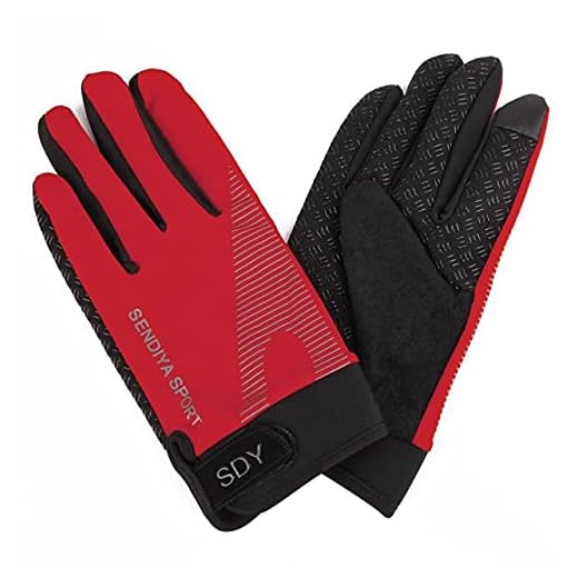 ZLKZZQ Atmungsaktive, rutschfeste   Touchscreen-Handschuhe für das Radfahren im Freien, Bergsteigen, Klettern, Fitness, Sonnenschutz, ultradünne Stoff-Fahrradhandschuhe-Red-2-M