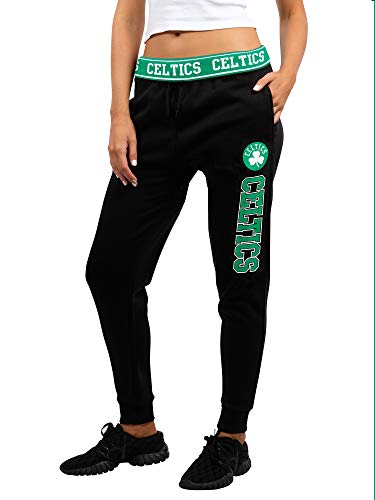 Ultra Game NBA Boston Celtics Womens Jogger Pants Active Basic Fleece Sweatpants , Black, Medium