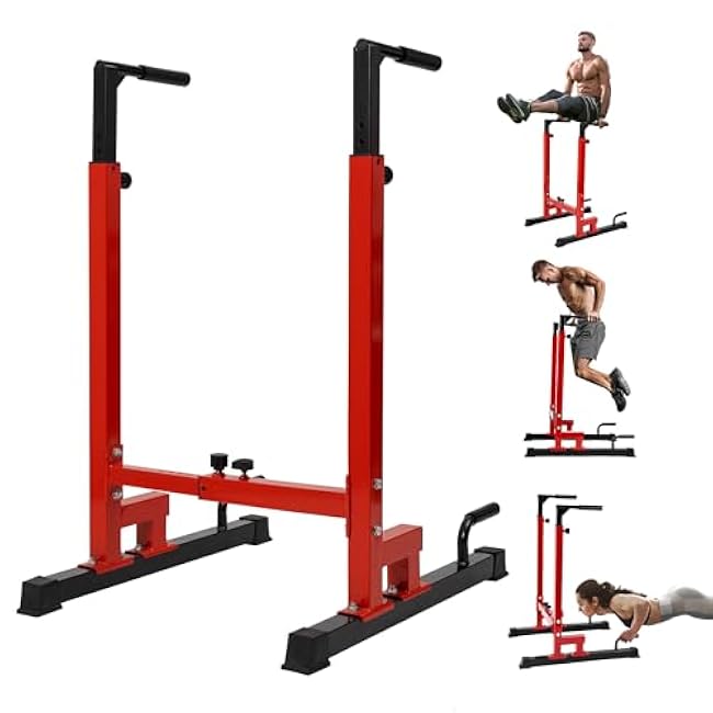 Yes4All Dip Stand 500 LBS Capacity, 80 Levels Adjustable Dip Bars, Dip Station Machine for Home Gym