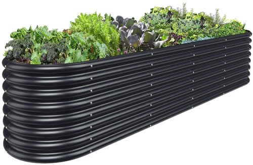 FRIZIONE 8FT(L)×2FT(W)×2FT(H) Raised Garden Bed Outdoor, 9 in 1 Adjustable Raised Garden Beds for Flower, Raised Planter Box Outdoor for Herb, Vegetable-Gray