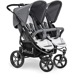 Uppababy Gemelar hauck Roadster Duo SLX Carro Gemelar, Silla de Paseo Gemelar, Gemelar Carrito Bebe, hasta 30 kg, Reclinable, Plegable Ultracompacta, Cesta XL, Gris