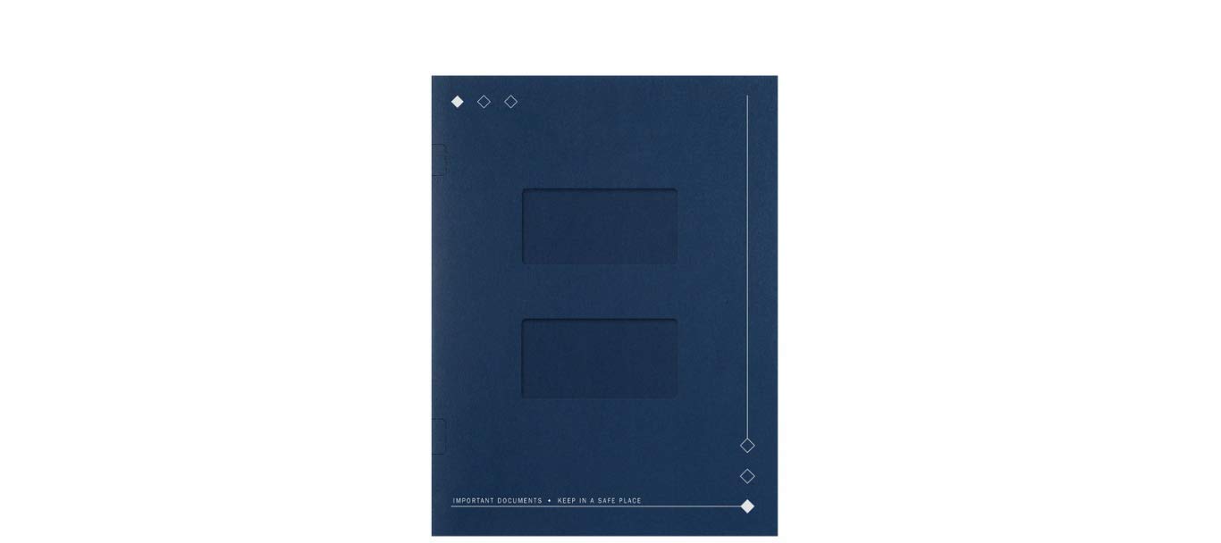 Side-Staple Folders with Large Windows Navy Blue, 100/Pk