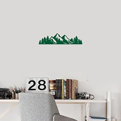 Image of Mountain Tree Forest Vinyl Decal for Car (Green) (Set Of 2) RV Camper Waterproof Small Mountain Car for Bumper Door Panel Car Decal Laptop Tuber Wall Window Phone Mug Decoration