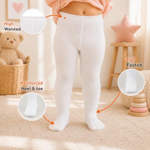 Image of Supersox Cotton Tights for Babies | Combed Cotton, Breathable, Moisture Absorbent & Anti Odour | Soft, Stretchable Full-Length Baby Tights for All-Day Comfort | Pack of 1