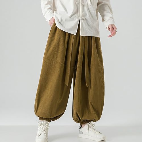 Men's Harem Corduroy Pants Fall Winter Casual Fashion Baggy Elastic Waist Joggers Slacks Streetwear Pants for Men2