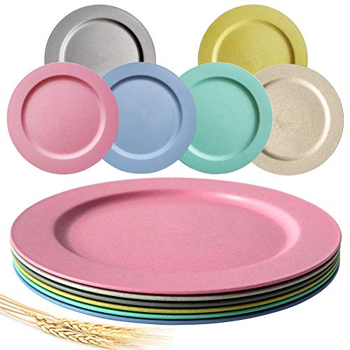 Greenandlife 10inch6pcs Dishwasher Microwave Safe Wheat Straw Plates - Lightweight UnbreakableNon-toxin BPA free and Healthy for Kids Children Toddler Adult