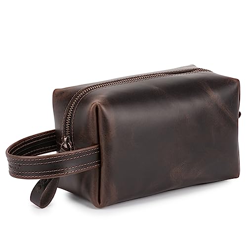 Necessaire Masculina Feminina Couro Legitimo Porta Objetos (MARROM ESCURO)