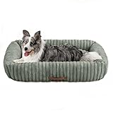 Upvilla Luxusweicher Hundekorb, Super Weiches hundebett Grosse Hunde, 4-seitiges Nackenkissen, Abnehmbare Waschbare Hundematte, Hundesofa mit Griffen, Haustierbett (Dunkelgrau, 109 * 76 * 20cm)