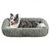 Upvilla Luxusweicher Hundekorb, Super Weiches hundebett Grosse Hunde, 4-seitiges Nackenkissen, Abnehmbare Waschbare Hundematte, Hundesofa mit Griffen, Haustierbett (Dunkelgrau, 109 * 76 * 20cm)