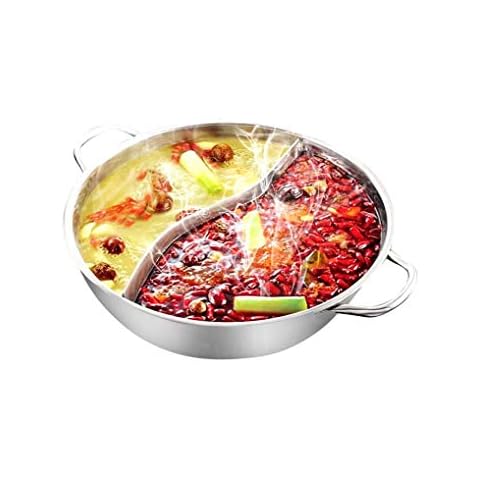 Yzakka Stainless Steel Hot Pot Pot without Divider for Induction Cooktop Gas Stove, 30 CM 13 OZ, Include Pot Spoon Cover