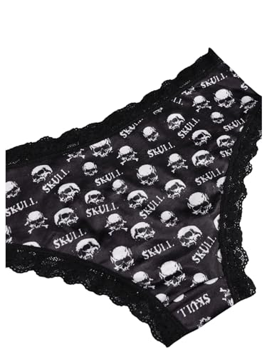 Wdirara Women'S 4 Pieces Gothic Lace Hipster Panties Set Low Rise Halloween Skull Underwear Multicolor Medium thumb #6