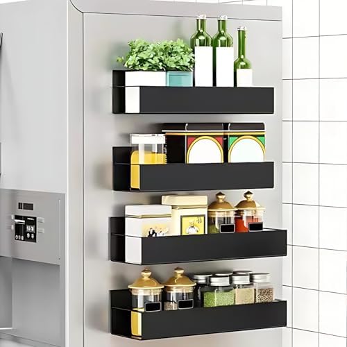 Yolispa Etagere Magnetique Frigo, Lot de 4 étagères à épices,Supp...