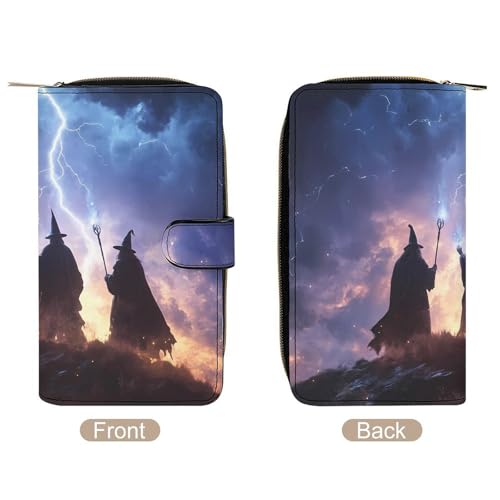 Creepy Witchy Halloween Women's Long Wallets Leather Card Holder Purse Zippered Buckle Clutch Handbag3