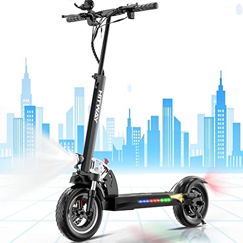 HITWAY Electric Scooter 10" for Adults, Powerful Motor 500W, 30KM Long Range,Max Speed 25KM/H,Folding Scooter,Three Speed Modes with LCD Screen for Adults Cover