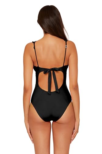 BECCA Women's Frills Plunge One Piece Swimsuit, Adjustable, Bathing Suits3