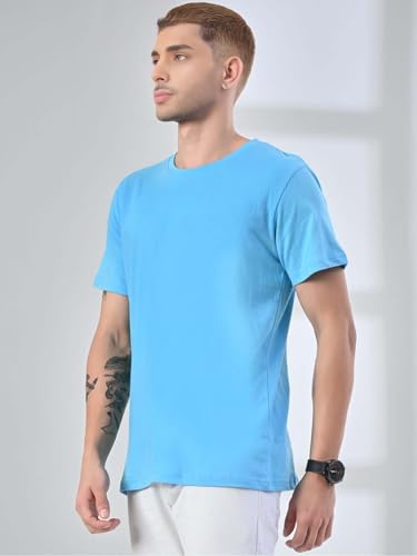 Image of Men's Plain Cotton Crew Neck T-Shirt Regular Fit Short Sleeve Tee