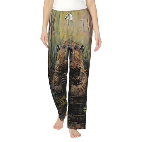 Pantalon de pyjama en flanelle femme vêtement de nuit Beaver