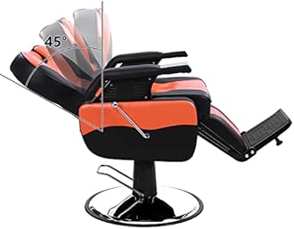 Winado Heavy Duty Reclining Barber Chair, 360° Swivel & Height Adjustable & Supports up to 440lbs, for Barber Shop & Beauty Salon, Black-Orange